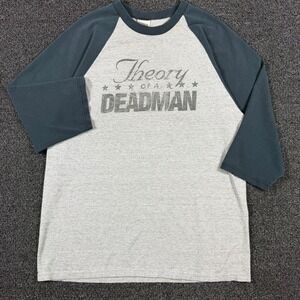 Theory of a Deadman Band Tee Mens M Gray Baseball Tee Anvil Dad Rock Grunge